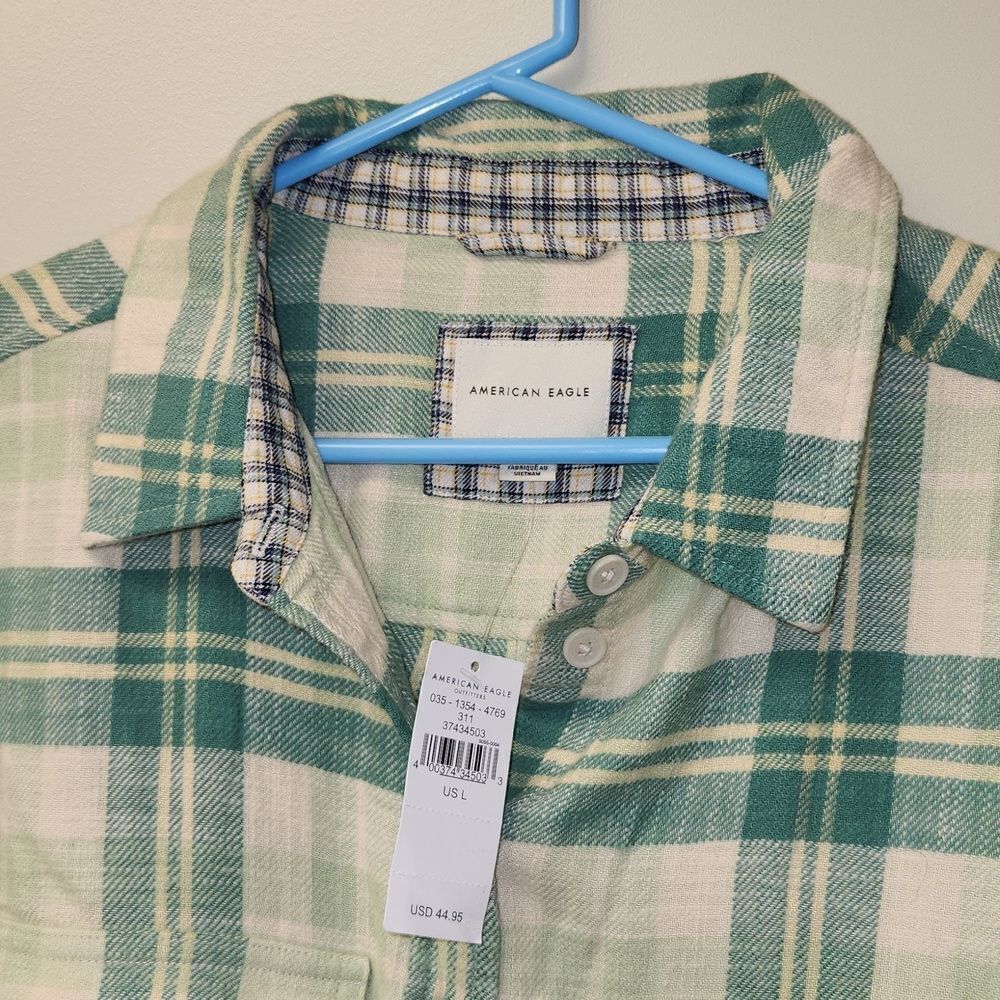 American Eagle Plaid Crop Top L NWT - Picture 2 of 4